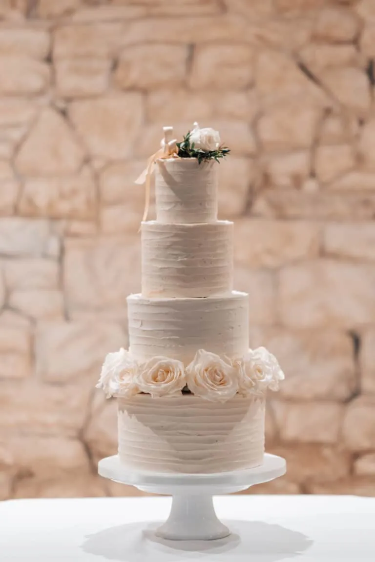 Elegant Buttercream and White Roses