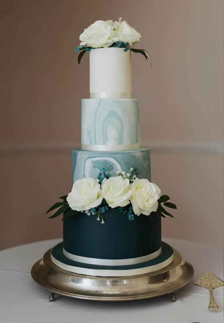 Iced Marble green Wedding Cake