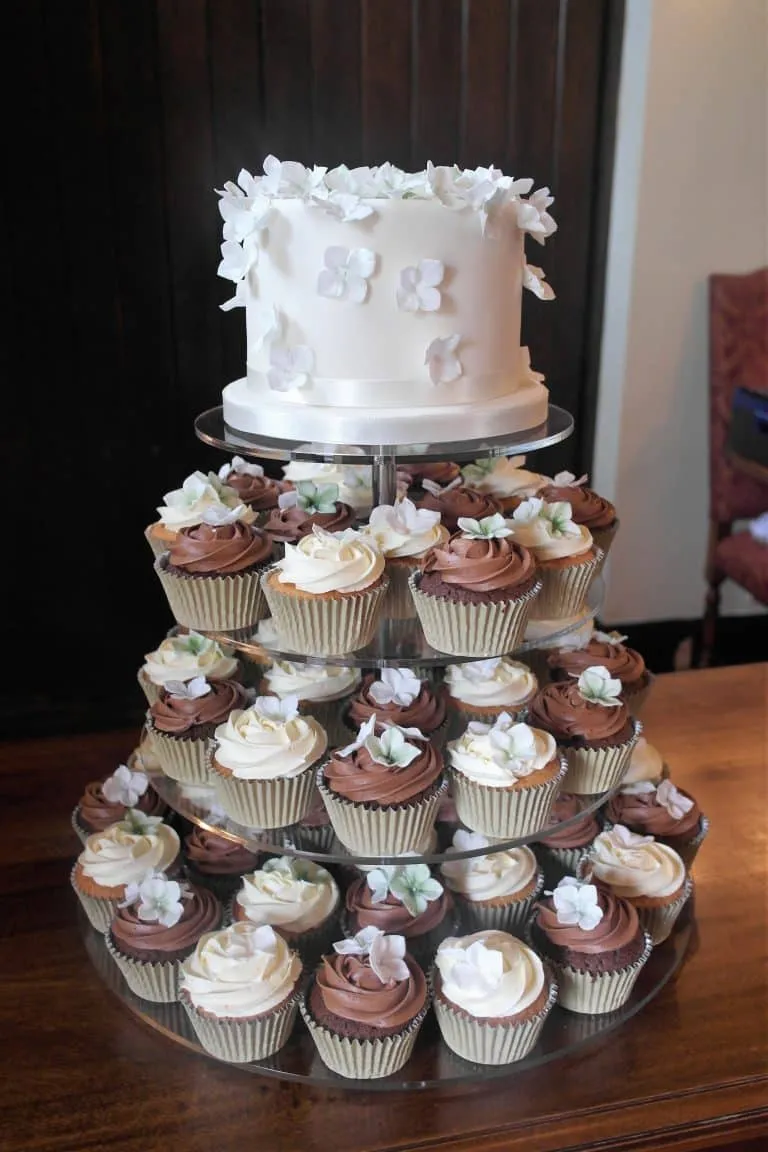 Hydrangea Petal Cupcake Tower
