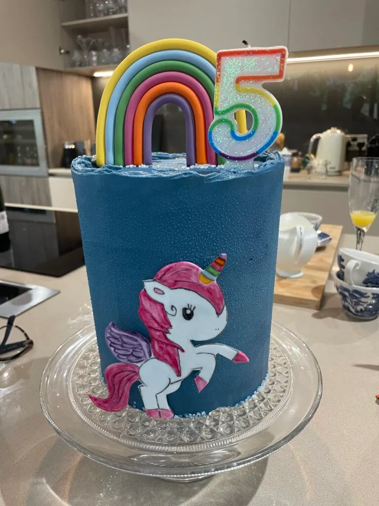Rainbow and Unicorn Birthday Cake