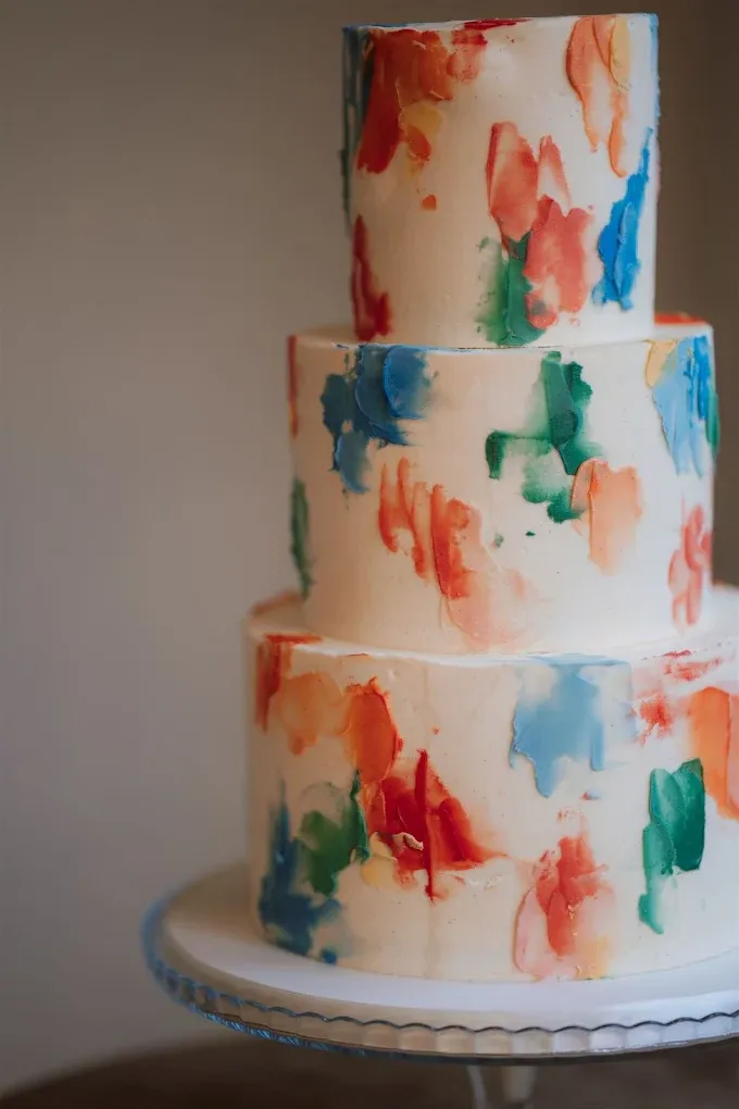 Abstract Buttercream Wedding Cake