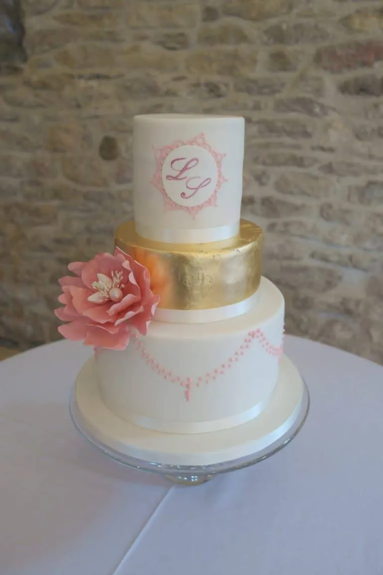 Monogram, Gold Leaf, Piped detail