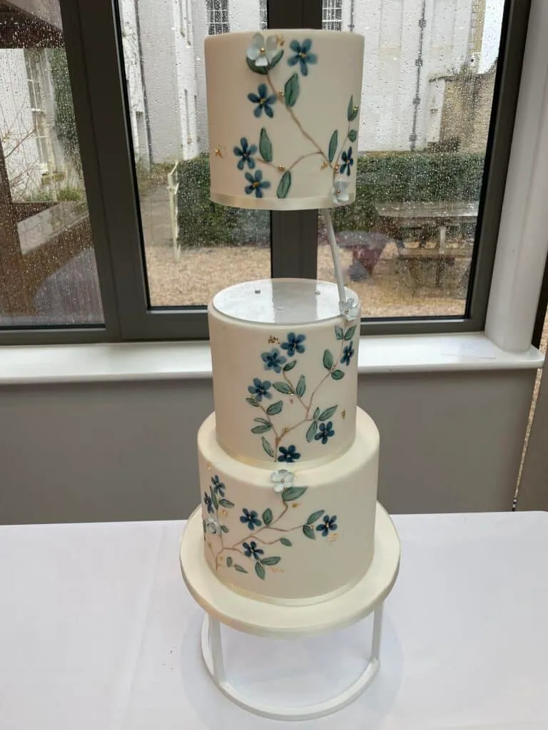 Hand painted floral Wedding Cake with Floating tier