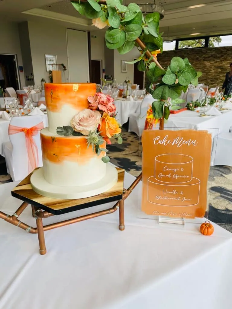 Autumnal Coloured Iced Wedding Cake