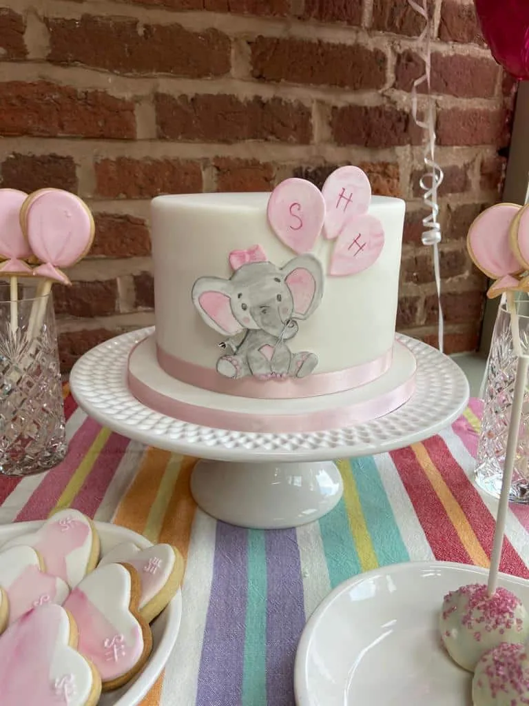Baby Elephant Christening Cake
