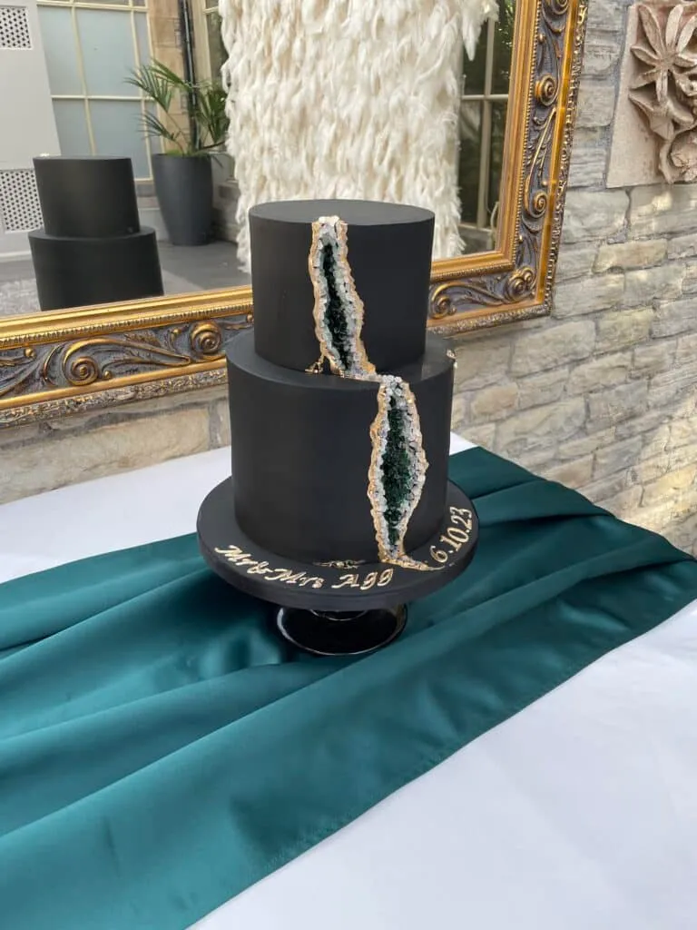 Black Geo Rocks Wedding Cake