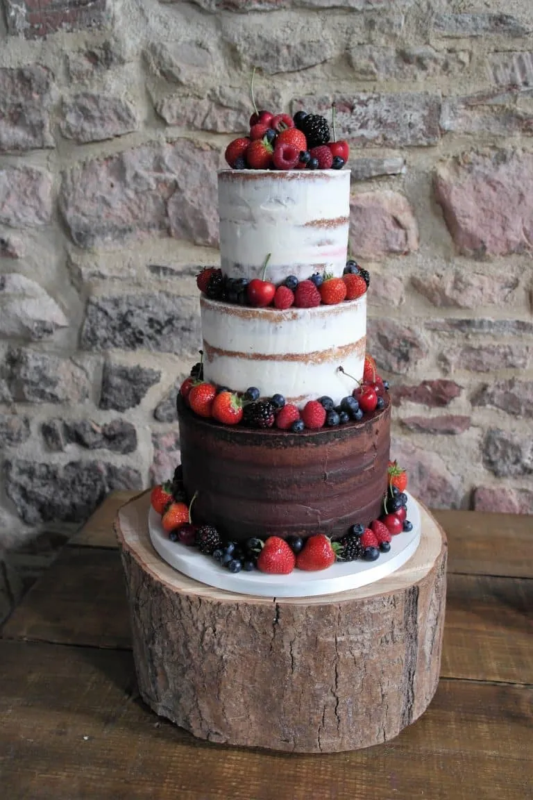 Semi Naked, Chocolate tier, Fresh Berries