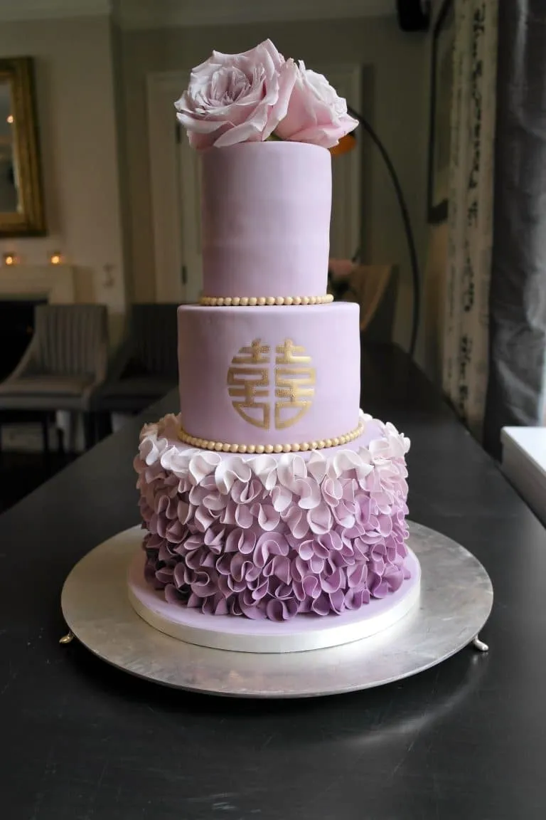 Lilac Ruffle Hand Painted Gold Emblem, Fresh Flowers