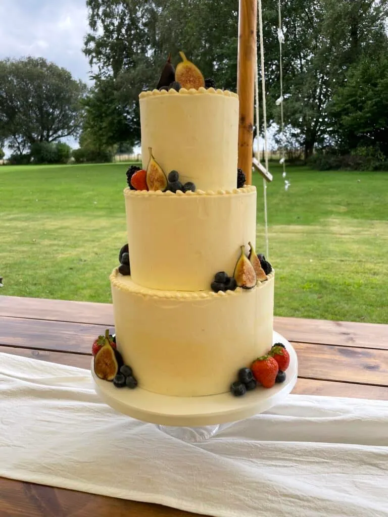 Beautiful Buttercream Wedding Cake Figs and Fruit