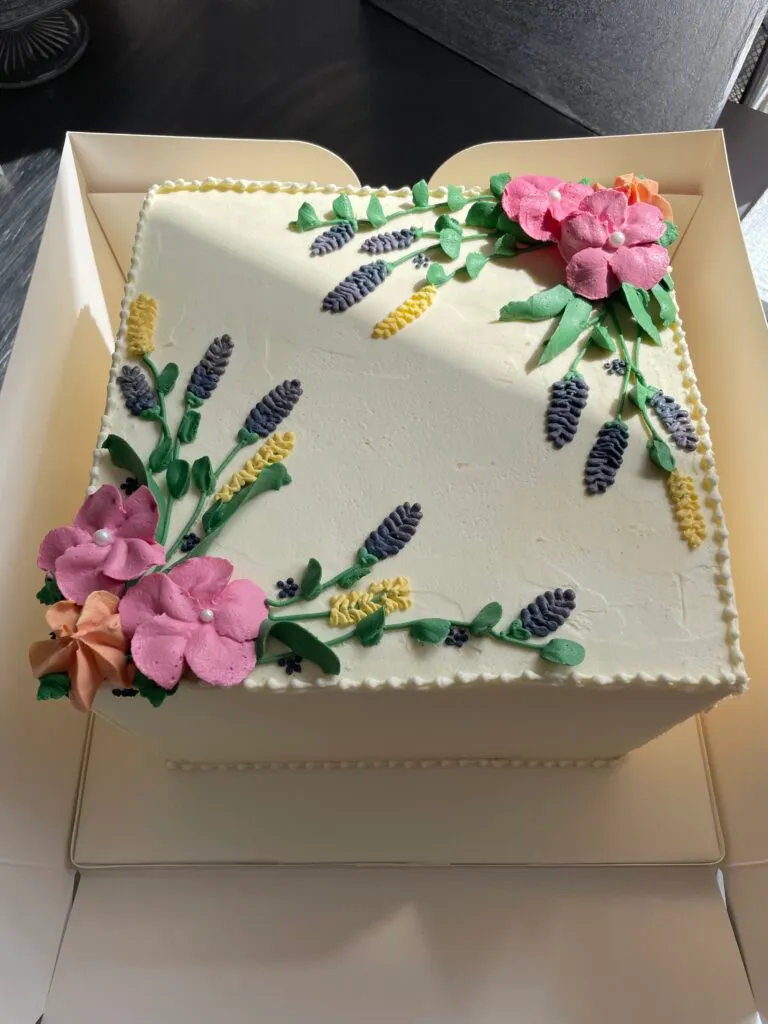 Hand Piped Buttercream Floral Birthday Cake
